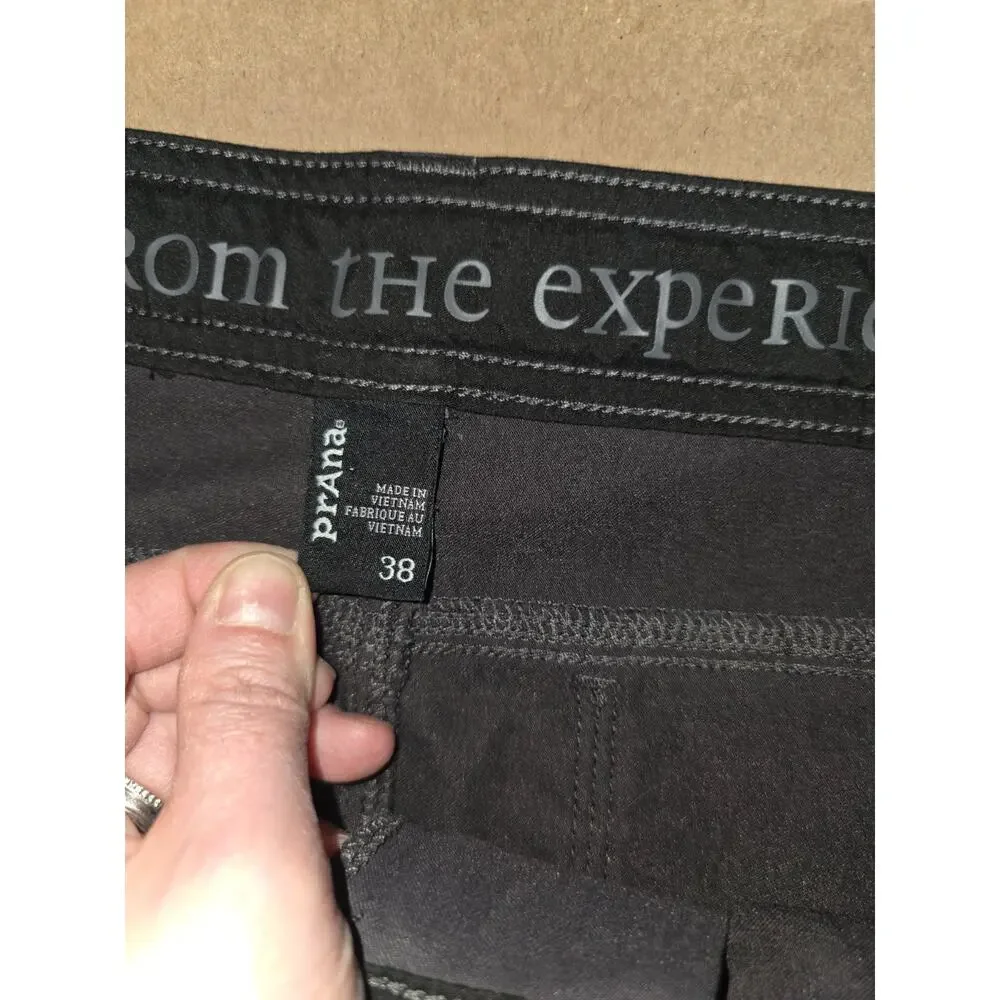 Prana Cargo Pants Men 38x29 Breathe Belted Hiking Outdoor Roll Up Dark Gray